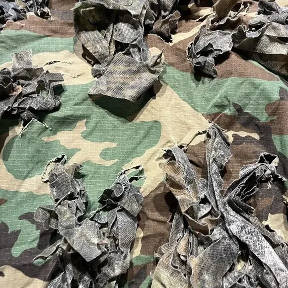 Vintage 80s Army Military Camo Button Up Stealth Shirt - Picture 4 of 5